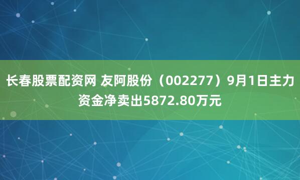 长春股票配资网 友阿股份（002277）9月1日主力资金净卖出5872.80万元