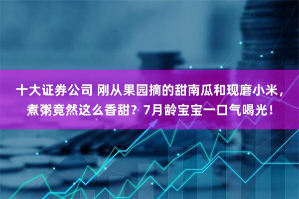 十大证券公司 刚从果园摘的甜南瓜和现磨小米，煮粥竟然这么香甜？7月龄宝宝一口气喝光！